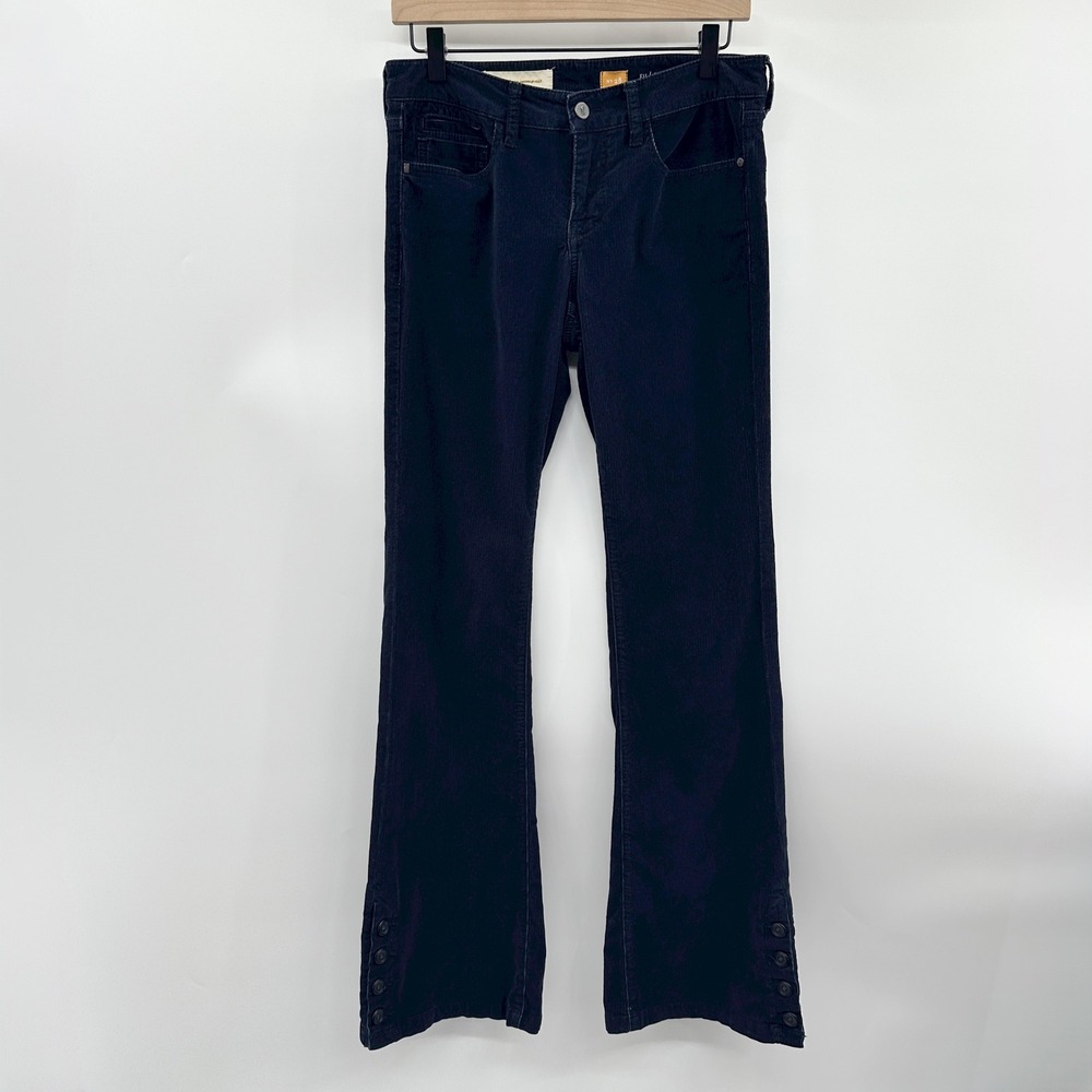 Anthropologie Pilcro Stet Corduroy Flare Trousers in Navy Blue Size 28‎